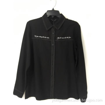 Black Denim Long Sleeve Casual Shirt